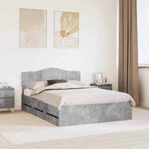vidaXL Bedframe met lade Beton Grijs 140 x 190 cm Ingenieurshout