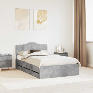 vidaXL Bedframe met lade Beton Grijs 135 x 190 cm Ingenieurshout