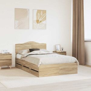 vidaXL Bedframe met lade Sonoma Eiken 120 x 200 cm Ingenieurshout