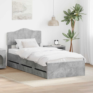 vidaXL Bedframe met lade Beton Grijs 75 x 190 cm Ingenieurshout