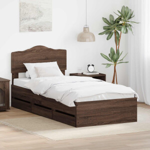 vidaXL Bedframe met lade Bruin Eiken 75 x 190 cm Ingenieurshout