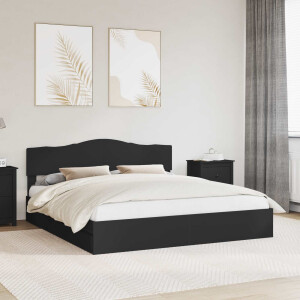 vidaXL Opslag bed met hoofdeinde Zwart 200 x 200 cm Bewerkt hout
