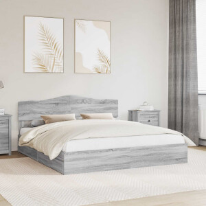 vidaXL Opslag bed met lade Grijs Sonoma 200 x 200 cm Bewerkt hout