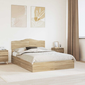 vidaXL Opslag bed met lade Sonoma Eiken 150 x 200 cm Bewerkt hout