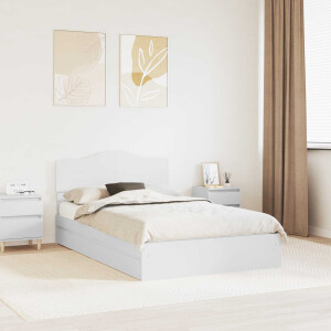 vidaXL Opslag bed met hoofdeinde Wit 120 x 190 cm Bewerkt hout