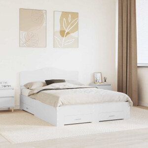 vidaXL Bedframe met hoofdeinde met lade Wit 160 x 200 cm Bewerkt hout