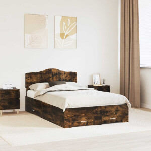 vidaXL Bedframe met hoofdeinde Gerookt eiken 120 x 200 cm Bewerkt hout