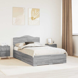 vidaXL Bedframe met hoofdeinde Grijs Sonoma 120 x 200 cm Bewerkt hout