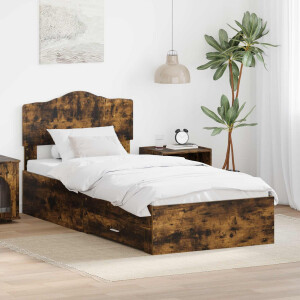 vidaXL Bedframe met hoofdeinde Gerookt eiken 100 x 200 cm Bewerkt hout