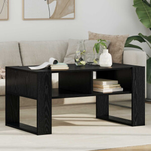 vidaXL Salontafel met opslag Zwart Eiken 92 x 53 x 45 cm Bewerkt hout