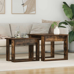 vidaXL Koffietafel Set 2 pcs Gerookt eiken Bewerkt hout