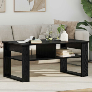 vidaXL Salontafel met opslag Zwart Eiken 96 x 54 x 44 cm Bewerkt hout