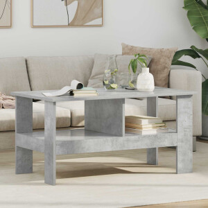 vidaXL Salontafel Beton Grijs 90 x 50 x 45 cm Bewerkt hout