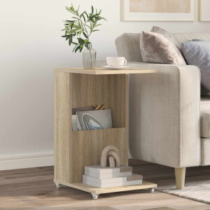 vidaXL Bijzettafel met wiel Sonoma Eiken 40 x 35 x 60 cm Bewerkt hout