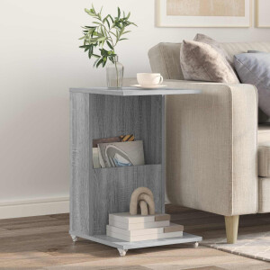 vidaXL Bijzettafel met wiel Grijs Sonoma 40 x 35 x 60 cm Bewerkt hout