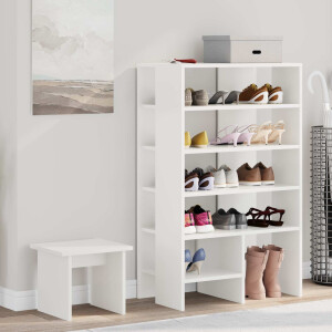 vidaXL Schoenenkast met plank met opslag 2 pcs Wit Bewerkt hout