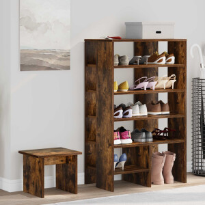 vidaXL Schoenenkast met plank 2 pcs Gerookt eiken Bewerkt hout