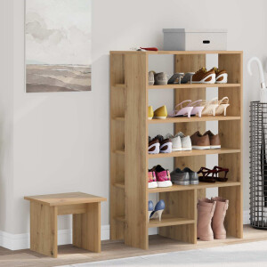 vidaXL Schoenenkast met plank 2 pcs Artisan Eiken Bewerkt hout