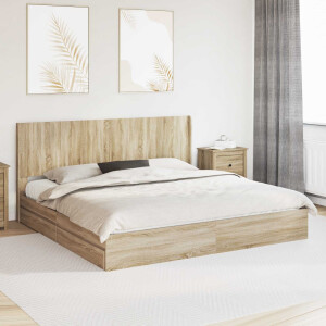 vidaXL Bedframe met opbergruimte en hoofdbord Sonoma Eiken