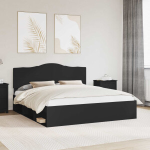 vidaXL Bedframe met hoofdeinde Zwart 200 x 200 cm Massief grenenhout