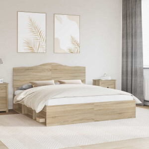 vidaXL Bedframe met hoofdeinde Sonoma 200 x 200 cm Massief grenenhout