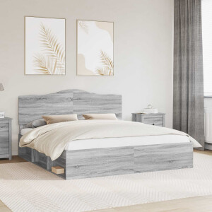 vidaXL Bedframe Grijs Sonoma 200 x 200 cm Massief grenenhout