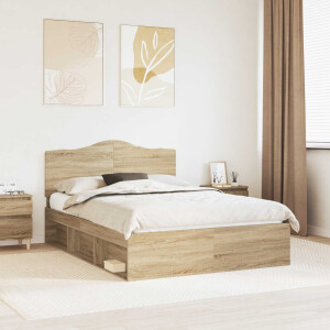 vidaXL Bedframe Sonoma Eiken 150 x 200 cm Massief grenenhout