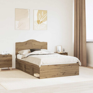 vidaXL Bedframe Ambachtelijk eiken 135 x 190 cm Massief grenenhout
