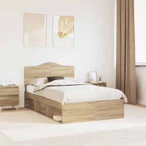 vidaXL Bedframe met hoofdeinde Sonoma 120 x 200 cm Massief grenenhout