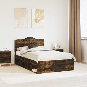 vidaXL Bedframe Gerookt eiken 120 x 200 cm Massief grenenhout