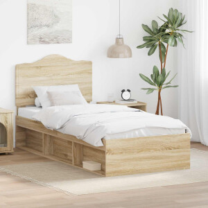 vidaXL Bedframe met hoofdeinde Sonoma 100 x 200 cm Massief grenenhout