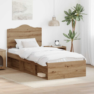 vidaXL Bedframe Ambachtelijk eiken 100 x 200 cm Massief grenenhout