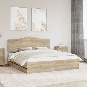 vidaXL Bedframe met lade Sonoma Eiken 200 x 200 cm Ingenieurshout