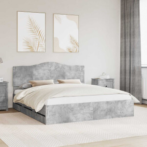 vidaXL Bedframe met lade Betongrijs 180 x 200 cm Ingenieurshout