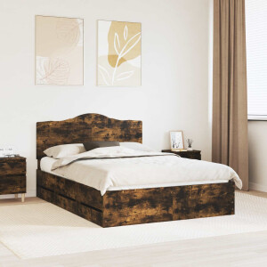 vidaXL Bedframe met lade Gerookte Eik 150 x 200 cm Ingenieurshout
