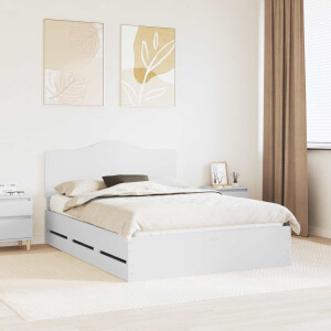 vidaXL Bedframe met lade met opslag Wit 140 x 190 cm Ingenieurshout
