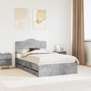 vidaXL Bedframe met lade Beton Grijs 135 x 190 cm Ingenieurshout