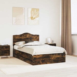 vidaXL Bedframe met lade Gerookte Eik 135 x 190 cm Ingenieurshout