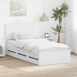 vidaXL Bedframe met lade met opslag Wit 100 x 200 cm Ingenieurshout