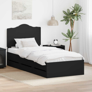 vidaXL Bedframe met lade met opslag Zwart 90 x 200 cm Ingenieurshout
