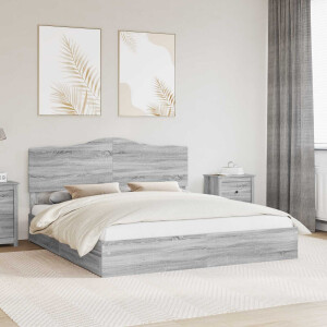 vidaXL Opslag bed met lade Grijs Sonoma 180 x 200 cm Bewerkt hout