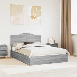vidaXL Opslag bed met lade Grijs Sonoma 160 x 200 cm Bewerkt hout