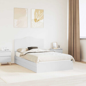 vidaXL Opslag bed met hoofdeinde Wit 120 x 190 cm Bewerkt hout