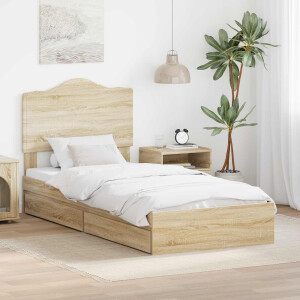 vidaXL Opslag bed met lade Sonoma Eiken 100 x 200 cm Bewerkt hout