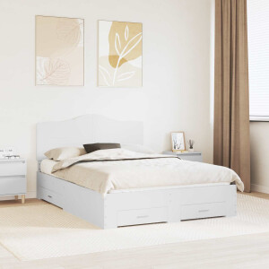 vidaXL Bedframe met hoofdeinde met lade Wit 140 x 190 cm Bewerkt hout