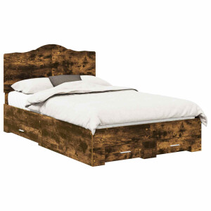 vidaXL Bedframe met hoofdeinde Gerookt eiken 120 x 200 cm Bewerkt hout