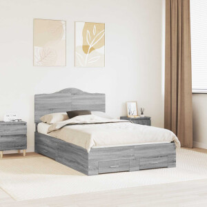 vidaXL Bedframe met hoofdeinde Grijs Sonoma 120 x 200 cm Bewerkt hout