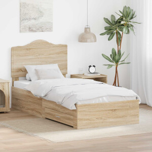 vidaXL Bedframe met hoofdeinde Sonoma Eiken 70 x 190 cm Bewerkt hout
