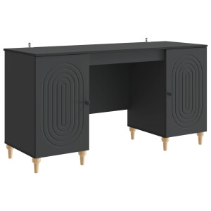vidaXL Bureau met plank Zwart 142,5 x 50 x 75 cm Bewerkt hout