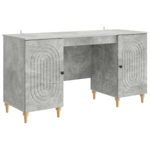 vidaXL Bureau met plank Betongrijs 142,5 x 50 x 75 cm Bewerkt hout